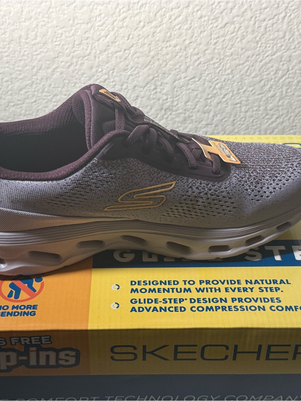 Skechers Women’s Gray and Purple Go Walk Slip-Ins Sneakers - Picture 5 of 9